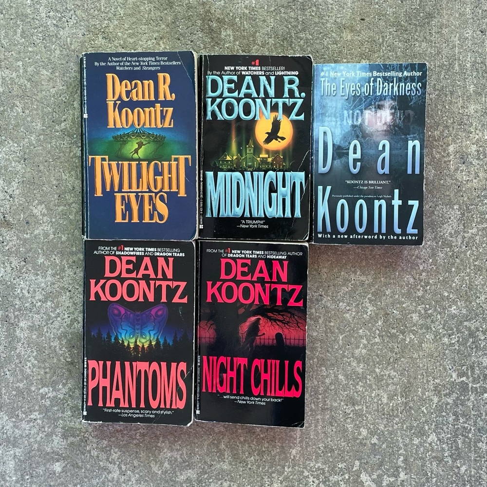 Vintage Dean Koontz books lot of 5 !!! Twilight Eyes , Midnight …. 80s.